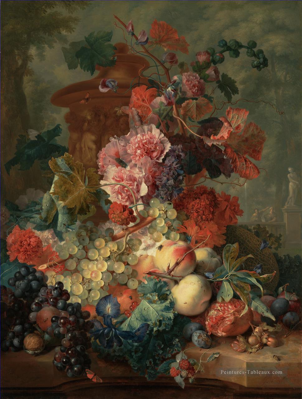 Fruit piece avec des sculptures Jan van Huysum fleurs classiques Peintures à l'huile